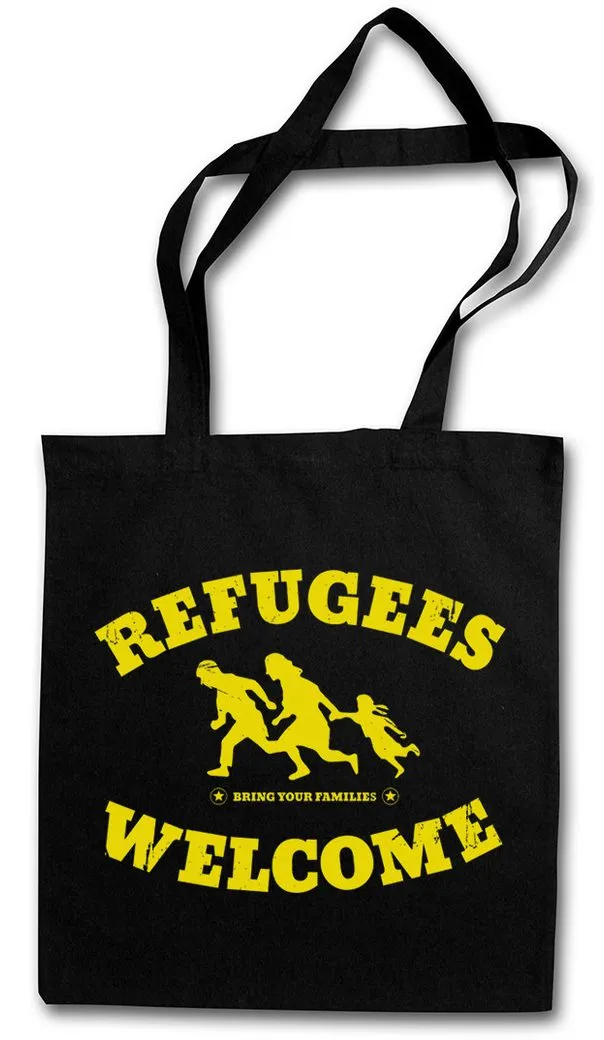 Urban Backwoods Beuteltasche Refugees Welcome Stofftasche Demo Pro Willkommen Flüchtlinge Asyl (1-tlg), Links Linke Flüchtlingshilfe Geflüchtete
