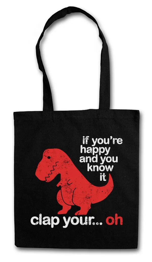 Urban Backwoods Beuteltasche Rex Clap Stofftasche Dinosaurier Dinosaur Tyrannosaurus T-Rex Clap (1-tlg), Fossil Apex Comedy Inclusion