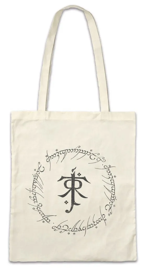 Urban Backwoods Beuteltasche Ring Text Stofftasche Lord of Herr der Mordor the Rings Sing Rings (1-tlg), Gondor Frodo Sauron Symbol