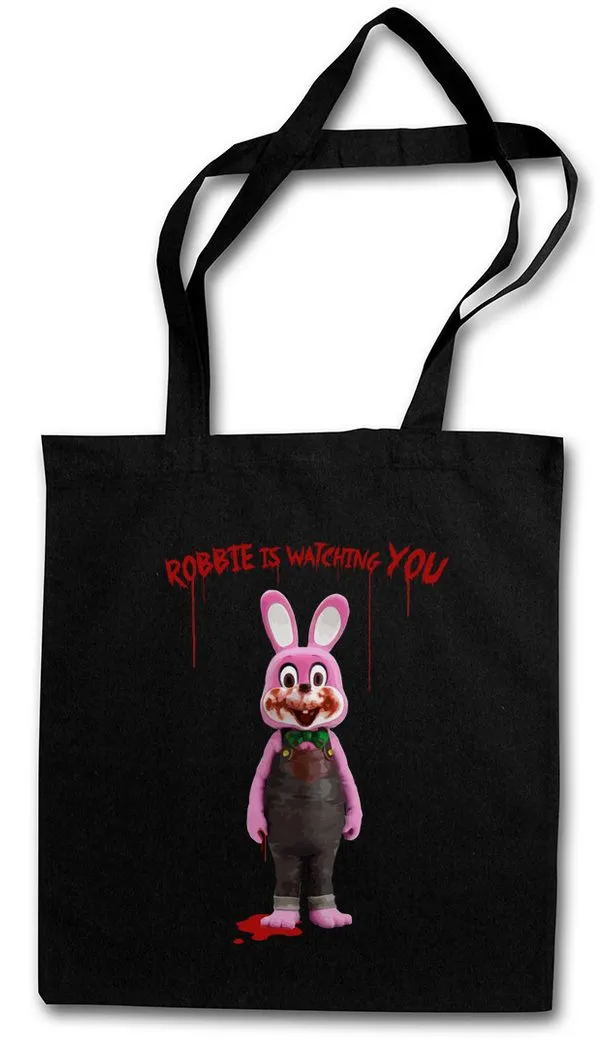 Urban Backwoods Beuteltasche Robbie The Evil Rabbit Stofftasche Silent Horror Resident Hill Evil (1-tlg), White Game Nerd Gamer