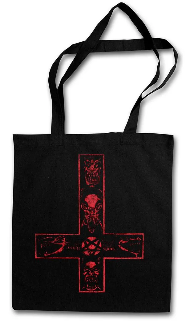 Urban Backwoods Beuteltasche Satanic Cross Stofftasche Aleister Pentagram Religion 666 Satan Devil (1-tlg), Crowley Satanism Satanismus