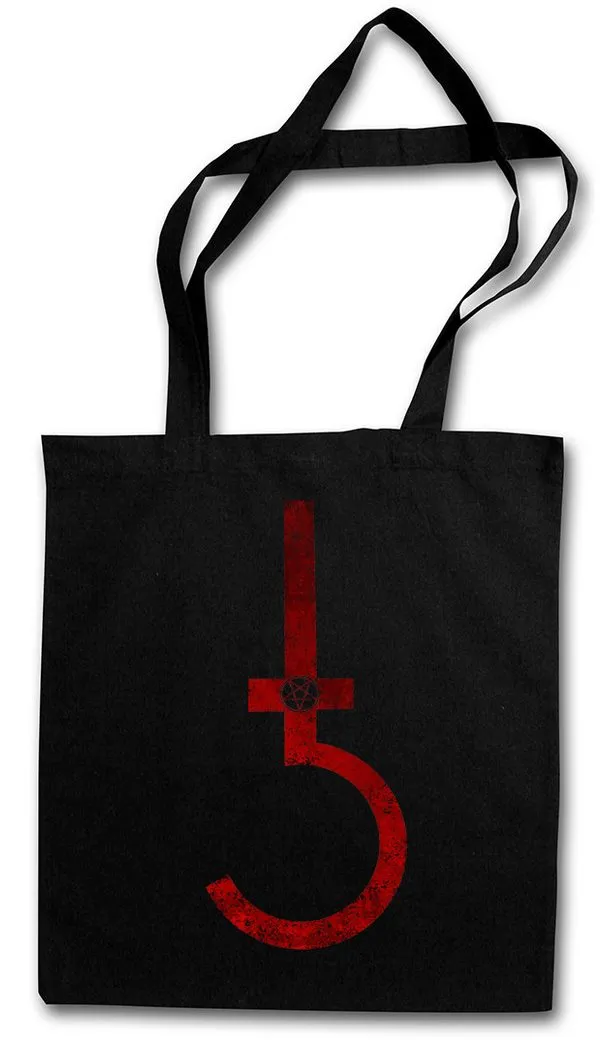 Urban Backwoods Beuteltasche Satanic Cross Stofftasche Symbol Pentagram 666 Sign Double Kreuz (1-tlg), Church of Satan Devil