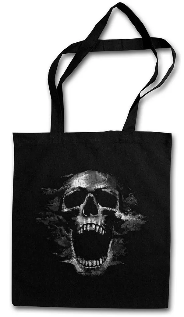 Urban Backwoods Beuteltasche Screaming Skull I Stofftasche Schädel Dead Totenschädel Totenkopf (1-tlg), Tattoo Art Rockabilly Roses