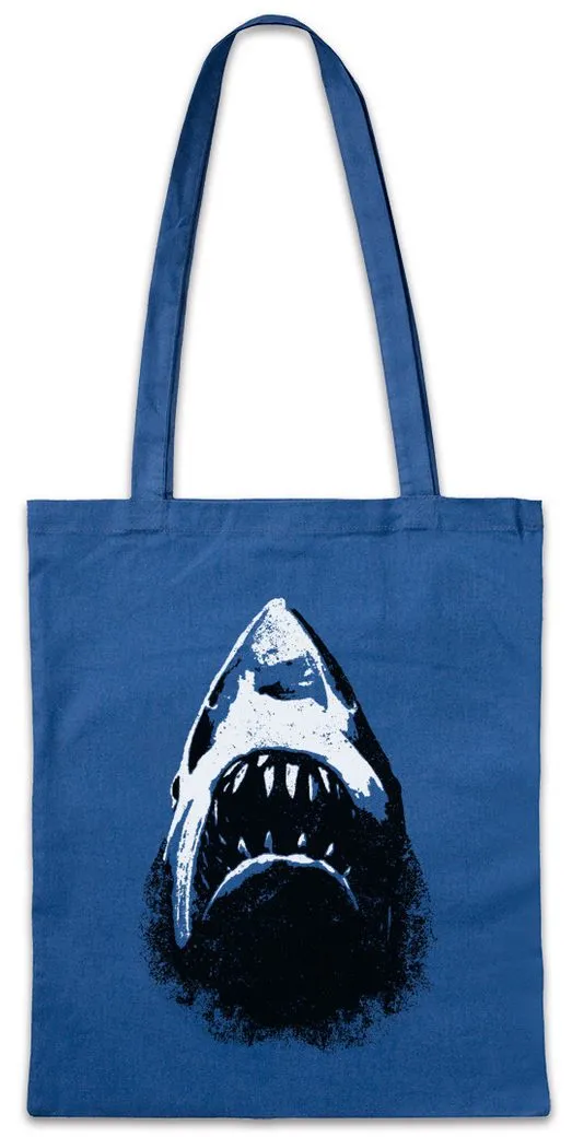 Urban Backwoods Beuteltasche Shark Face Stofftasche Hai Jaws Sharks Geek Nerd Haifisch Weiße Hunger (1-tlg), White Kiefer Zähne