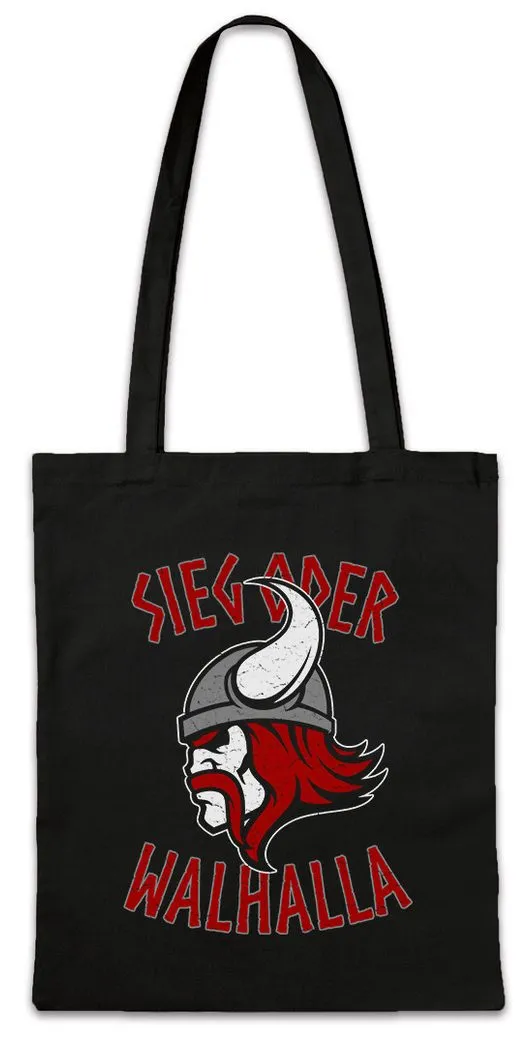 Urban Backwoods Beuteltasche Sieg Oder Walhalla Stofftasche Asgard Midgard Asen Norse Thor Tyr (1-tlg), Odin Loki Walhalla Vikings