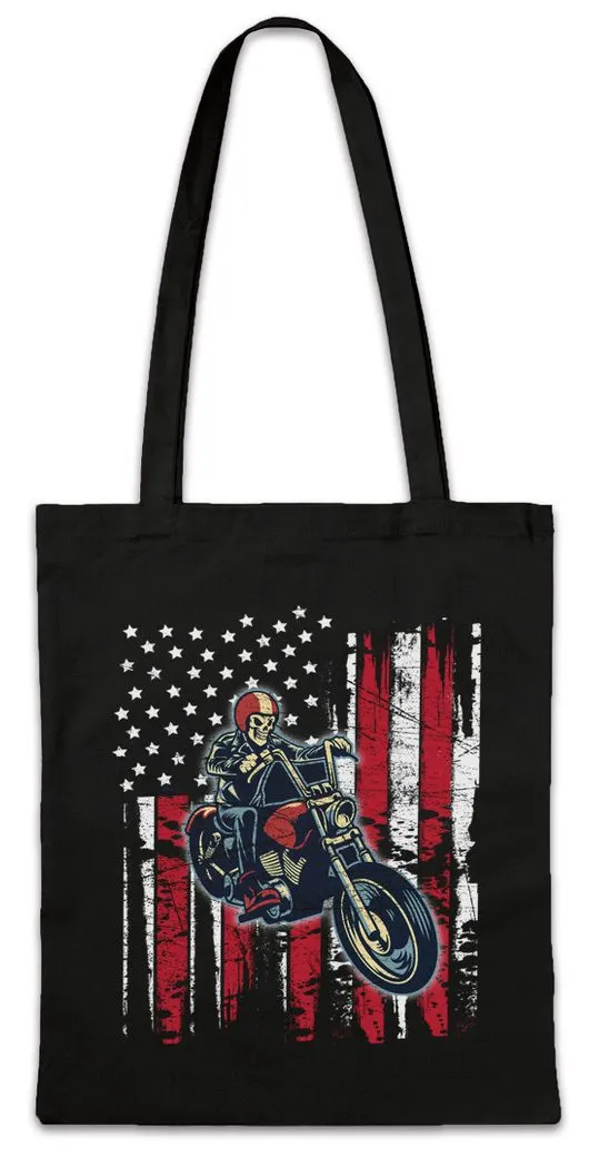 Urban Backwoods Beuteltasche Skeleton Biker Stofftasche Biker Club MC Rocker Adler Eagle (1-tlg), Motorradfahrer Criminal Gangster Outlaw