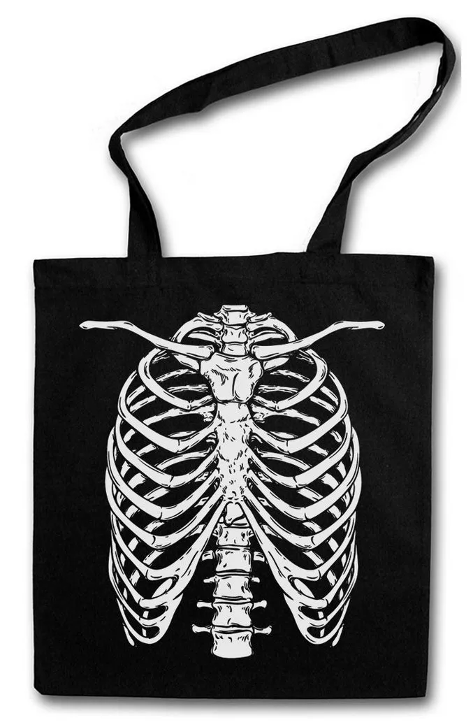 Urban Backwoods Beuteltasche Skeleton I Stofftasche Bones Knochen Skelett Halloween Karneval (1-tlg), Fastnacht Fasching Skull Schädel