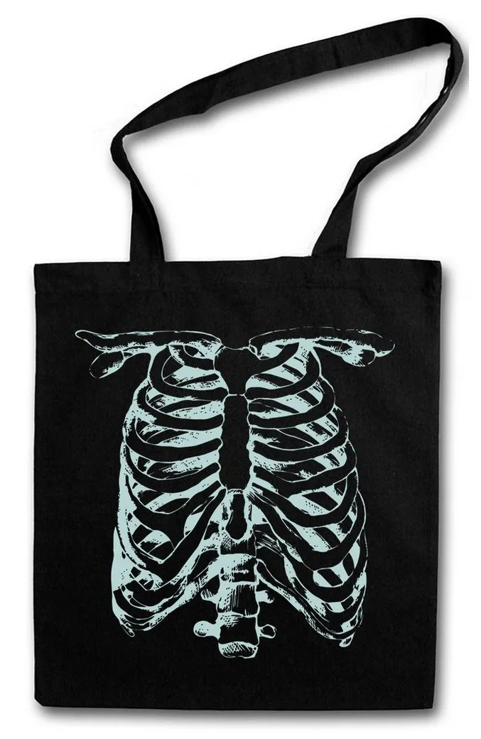 Urban Backwoods Beuteltasche Skeleton II Stofftasche Bones Knochen Skelett Halloween Karneval (1-tlg), Fastnacht Fasching Skull Schädel