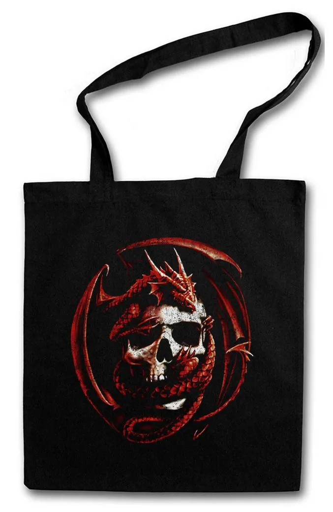 Urban Backwoods Beuteltasche Skull & Dragon Stofftasche Fantasy Drache Larp Dungeons Dragons Gothic (1-tlg), Schädel Totenkopf Roleplay