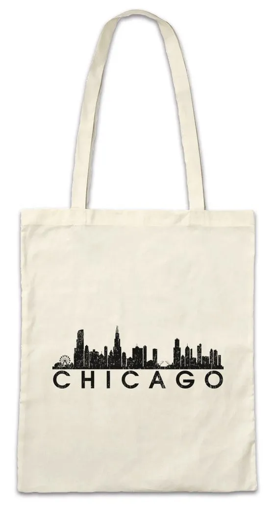 Urban Backwoods Beuteltasche Skyline Chicago Stofftasche City Staat United States USA US Flag (1-tlg), America Gangster Mob Mafia