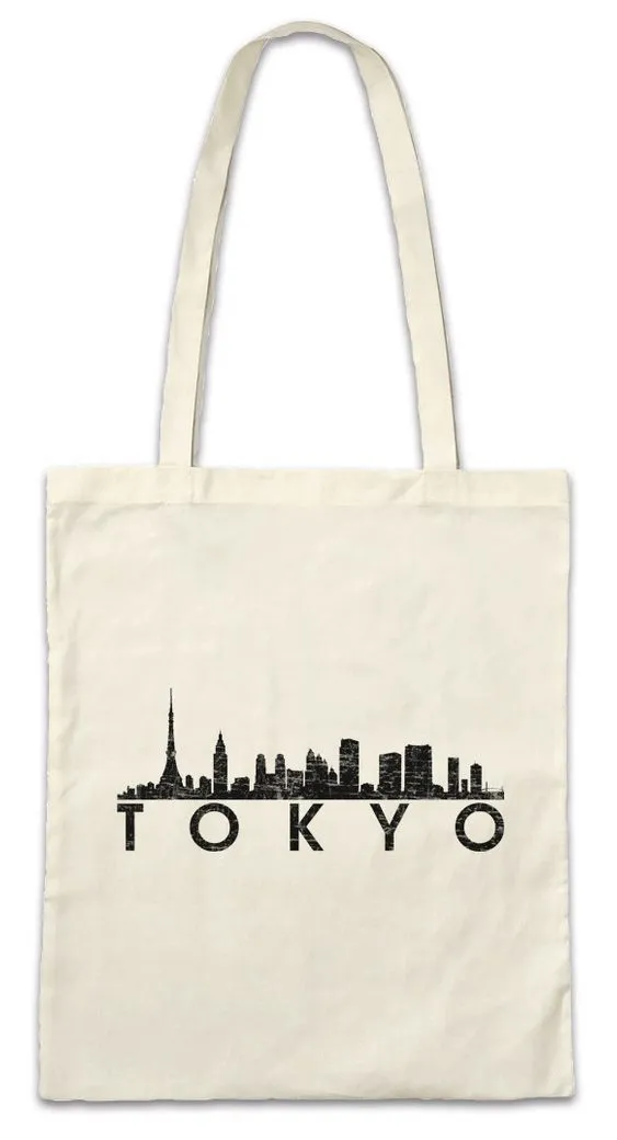 Urban Backwoods Beuteltasche Skyline Tokyo Stofftasche Stadt City Japan Nippon Anime Cosplay Asien (1-tlg), Shibuya Shinjuku Harajuku Tower