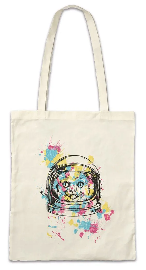 Urban Backwoods Beuteltasche Space Cat II Stofftasche Geek Astronaut Latze Kitty Kitten Nerd (1-tlg), Station Cosmonaut Cosmos Kosmos