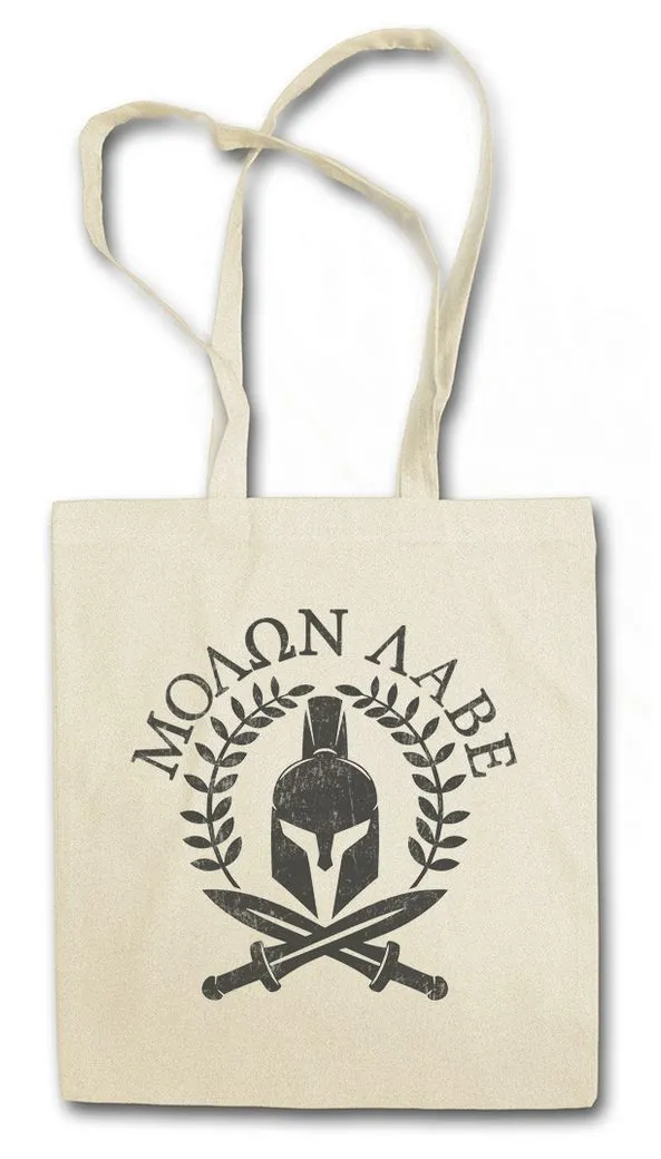 Urban Backwoods Beuteltasche Spartan Motto Stofftasche Credo Sparta Spartans Spartaner Spartiaten (1-tlg), Helm Helmet Leonidas 300
