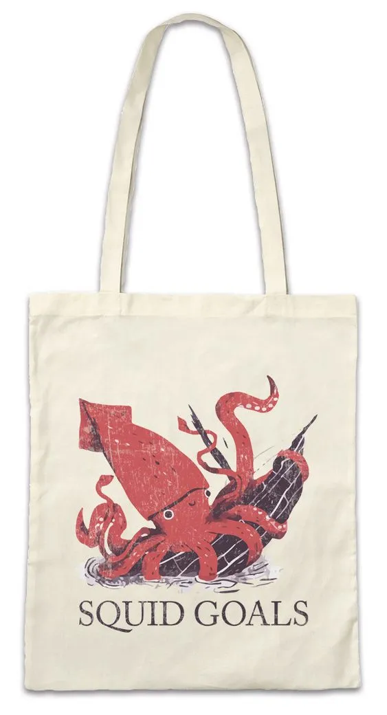 Urban Backwoods Beuteltasche Squid Goals Stofftasche Krake Squad Hipster Indie Tintenfisch Octopus (1-tlg), Kalamar Kapitän Captain Yachtsman