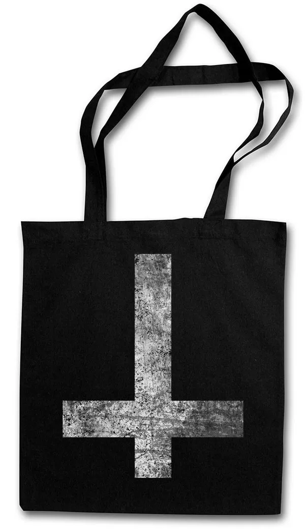 Urban Backwoods Beuteltasche St. Peter's Cross Stofftasche Petrine Kreuz Latin Christian Anti (1-tlg), Teufel Satanism Satanismus Pentacle