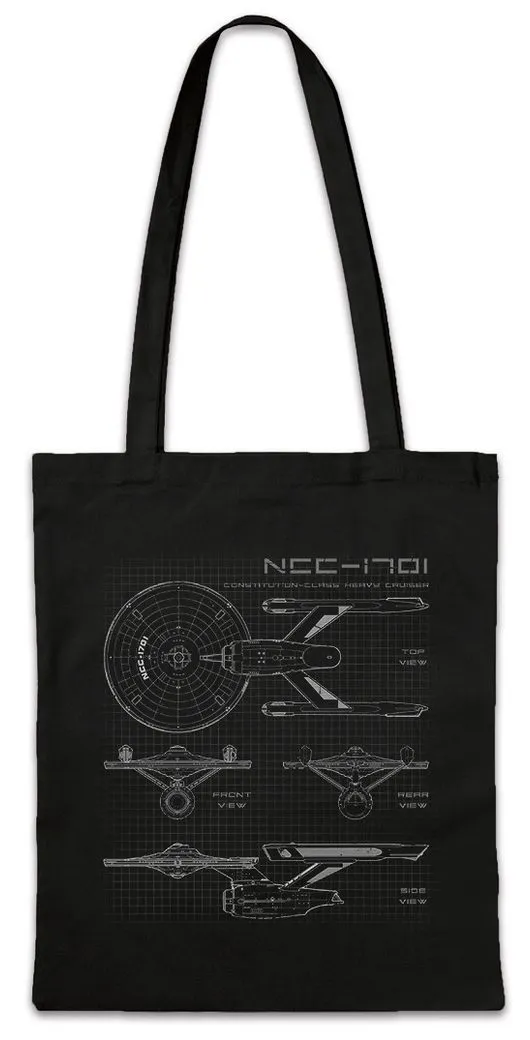 Urban Backwoods Beuteltasche Star Ship Blueprint Stofftasche Blaupause NCC-1701 Enterprise USS (1-tlg), Fleet Trek Sternenflotte TNG
