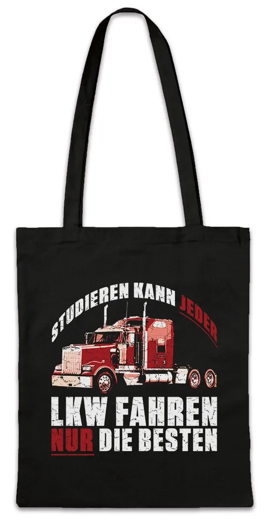Urban Backwoods Beuteltasche Studieren Kann Jeder LKW Fahren Stofftasche Truck Brummi Beruf Fahrer (1-tlg), Trucker Lastkraftwagen Transport