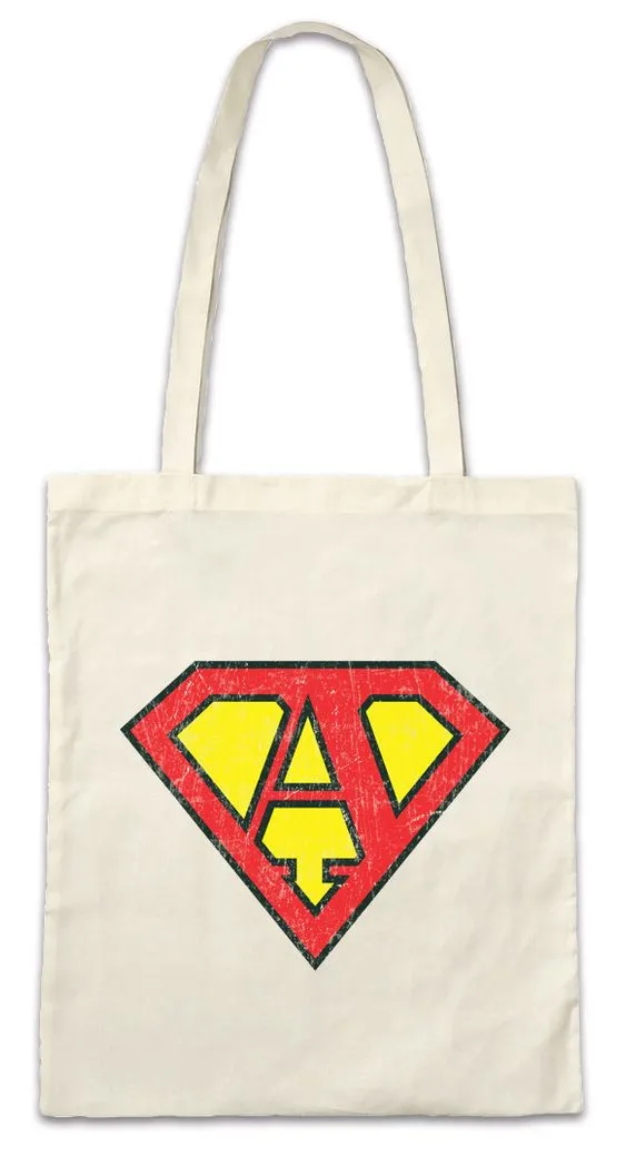 Urban Backwoods Beuteltasche Super A Stofftasche Buchstabe Initialen Vorname Nachname Man Fasching (1-tlg), Karneval Kostüm Costume Superheld