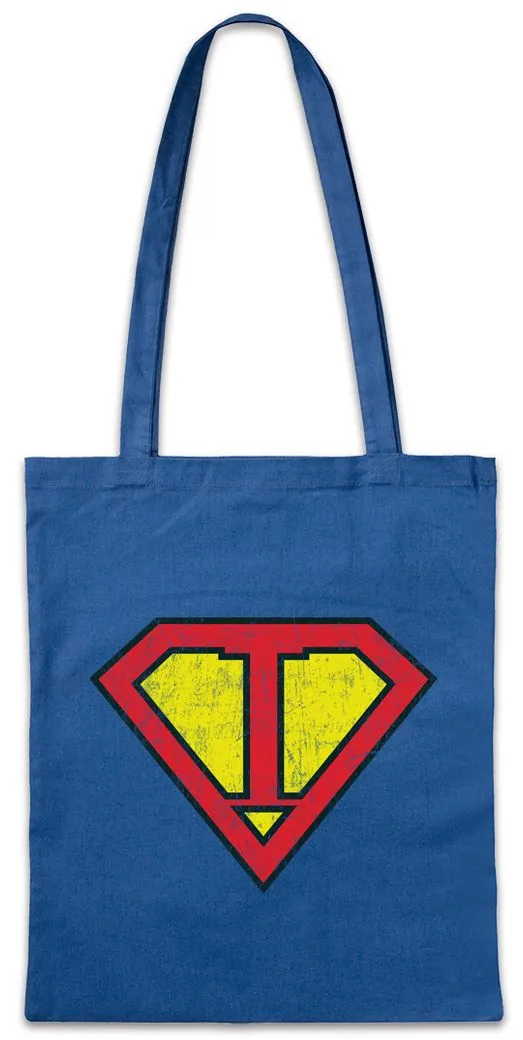 Urban Backwoods Beuteltasche Super I Stofftasche Buchstabe Initialen Vorname Nachname Man Fasching (1-tlg), Karneval Kostüm Costume Superheld