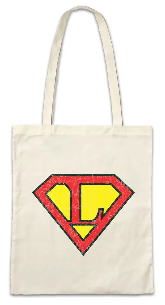 Urban Backwoods Beuteltasche Super L Stofftasche Buchstabe Initialen Vorname Nachname Man Fasching (1-tlg), Karneval Kostüm Costume Superheld