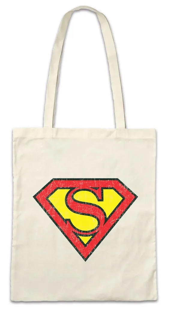 Urban Backwoods Beuteltasche Super S Stofftasche Buchstabe Initialen Vorname Nachname Man Fasching (1-tlg), Karneval Kostüm Costume Superheld