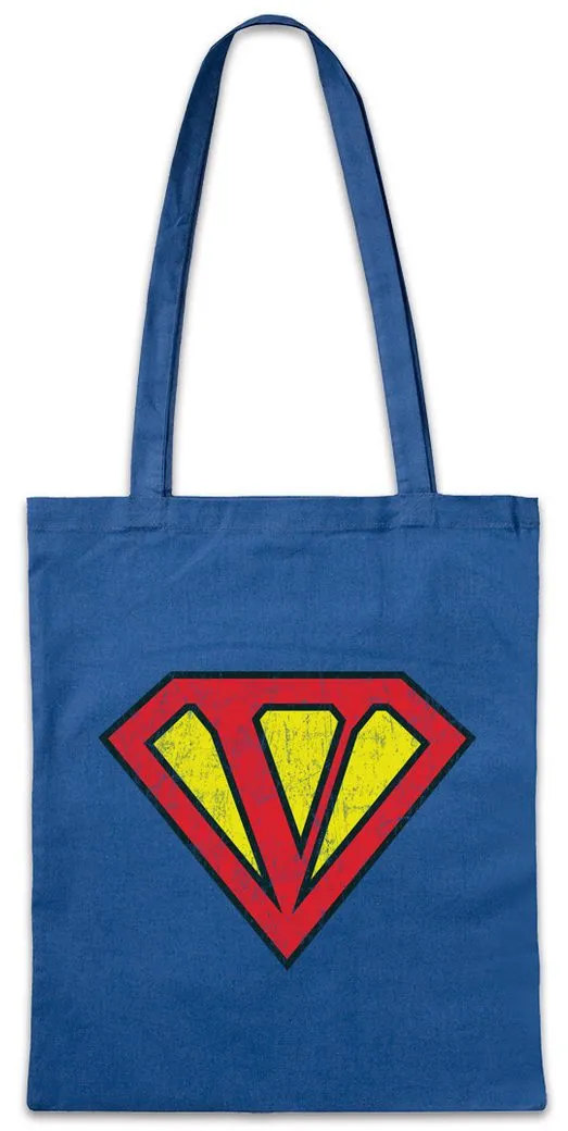 Urban Backwoods Beuteltasche Super V Stofftasche Buchstabe Initialen Vorname Nachname Man Fasching (1-tlg), Karneval Kostüm Costume Superheld