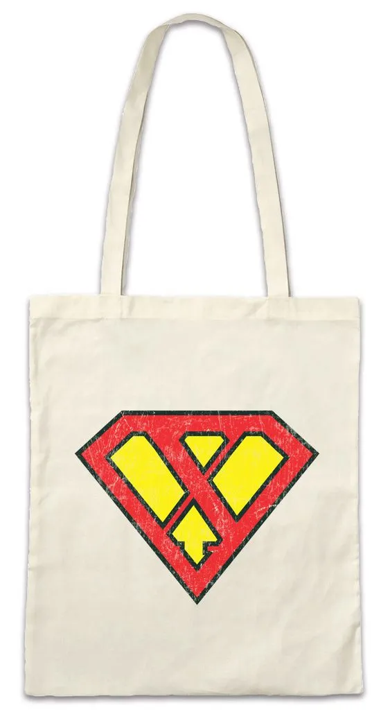 Urban Backwoods Beuteltasche Super X Stofftasche Buchstabe Initialen Vorname Nachname Man Fasching (1-tlg), Karneval Kostüm Costume Superheld