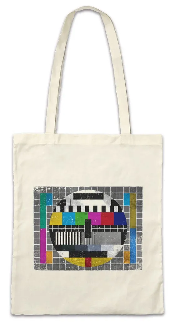 Urban Backwoods Beuteltasche Test Picture Vintage Stofftasche The Testbild Bang Theory Retro Big TV (1-tlg), Nerd Geek TBBT