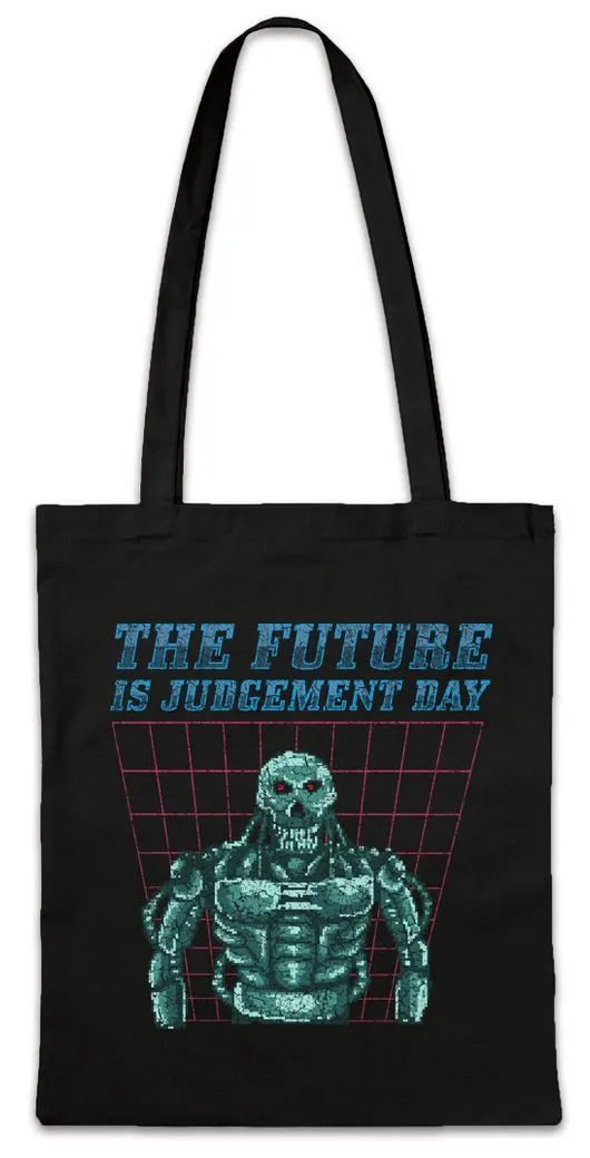 Urban Backwoods Beuteltasche The Future Is Judgement Day Stofftasche Gamer Gaming Terminator Robot (1-tlg), Roboter Zukunft Games Pixel