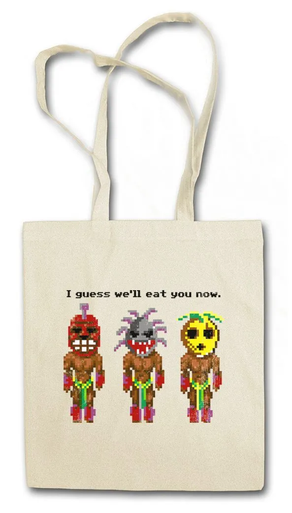 Urban Backwoods Beuteltasche The Secret Cannibals Stofftasche Monkey Game Gamer Kult Island Of (1-tlg), Spiel Zitat 80s Achtziger
