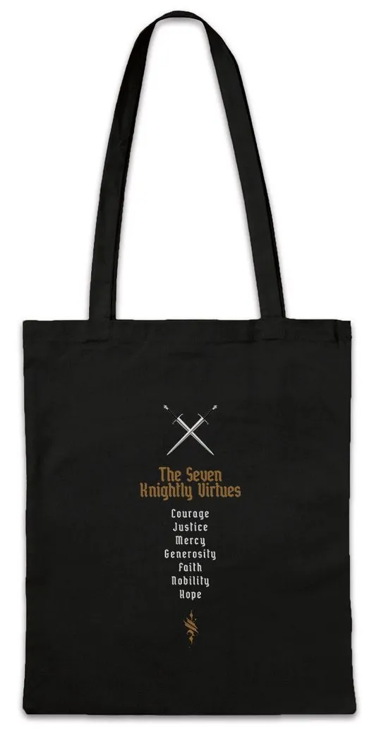 Urban Backwoods Beuteltasche The Seven Knight Virtues Stofftasche Sieben Tugenden Ritter 7 (1-tlg), Tempelritter Crusader Vertus Medieval