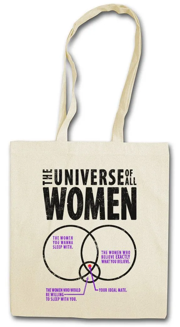 Urban Backwoods Beuteltasche The Universe Of Women Logo I Stofftasche Big Comedy TV TBBT Bang Humor (1-tlg), Theory Sheldon Geek Freak