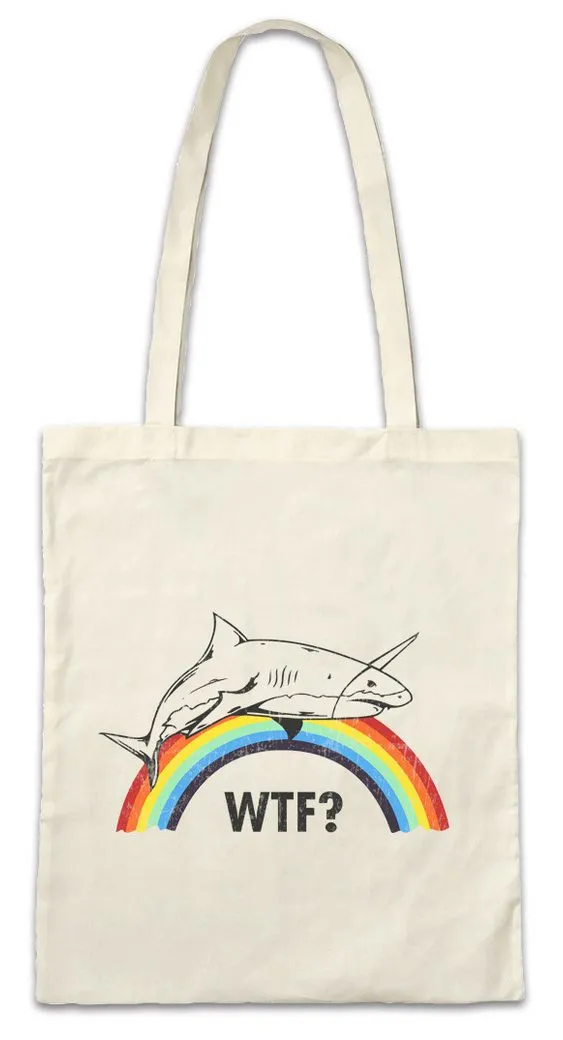 Urban Backwoods Beuteltasche Unicorn Shark Stofftasche Einhorn Hai Jaws Comic Anime Regenbogen (1-tlg), Rainbow Cute Fantasy Fairies