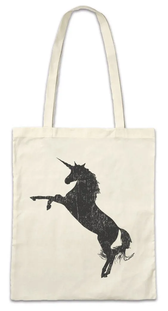 Urban Backwoods Beuteltasche Unicorn Silhouette Stofftasche Einhorn Einhörner Toon Cartoon Comic (1-tlg), Look Farben Party Disko