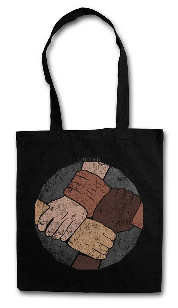 Urban Backwoods Beuteltasche United Stofftasche Ebony Love Black Power Panthers Fist Fists White No (1-tlg), Borders Nations Against Racism