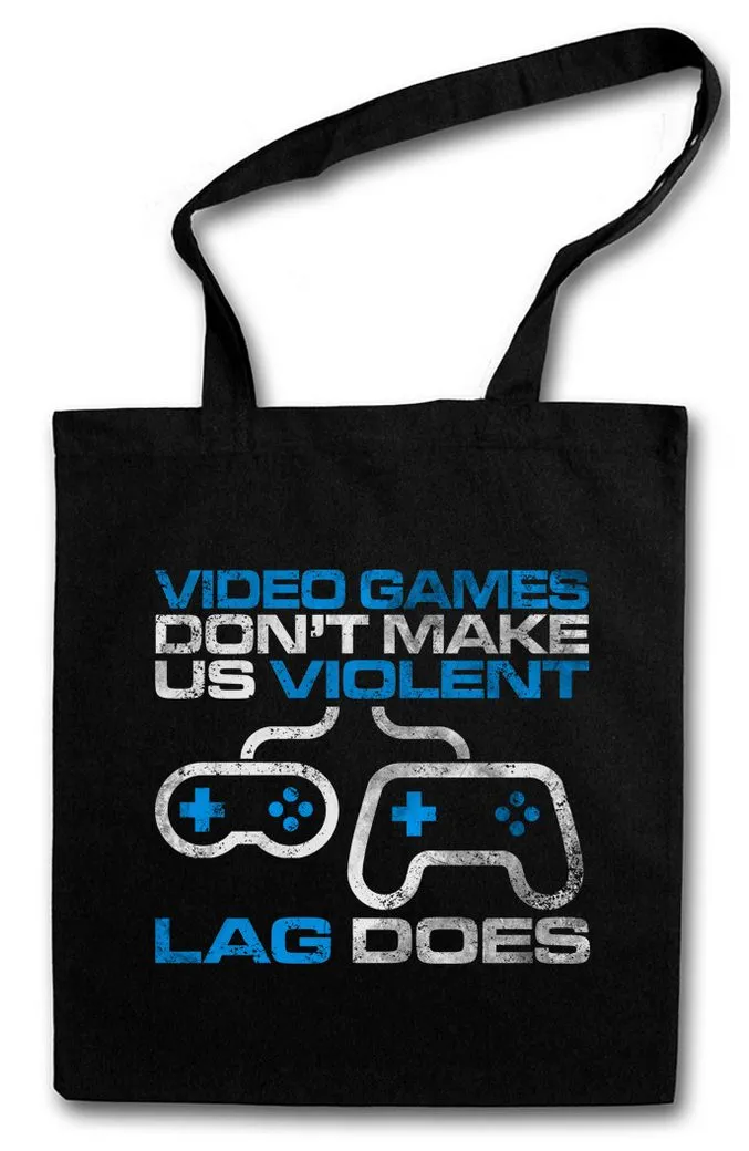 Urban Backwoods Beuteltasche Video Games Don't Make Us Violent Stofftasche Lvl. Lvl Gamer Games (1-tlg), Gaming Video PC RPG