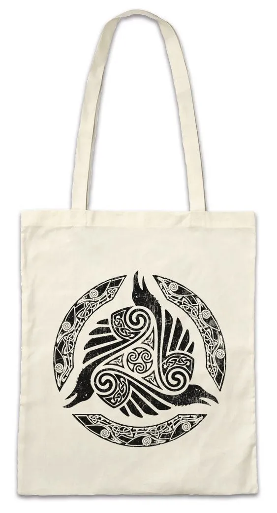 Urban Backwoods Beuteltasche Viking Raven Circle Stofftasche Raben Hugin Munin Walhalla Odhin Odín (1-tlg), Wotan Thor Loki Midgard