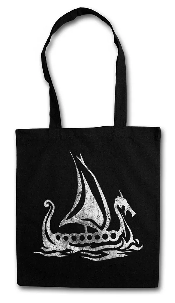 Urban Backwoods Beuteltasche Viking Ship IV Stofftasche Drachenboot Runen Walhalla Odin Thor Norse (1-tlg), Vikings Norsemen Hugin Tyr