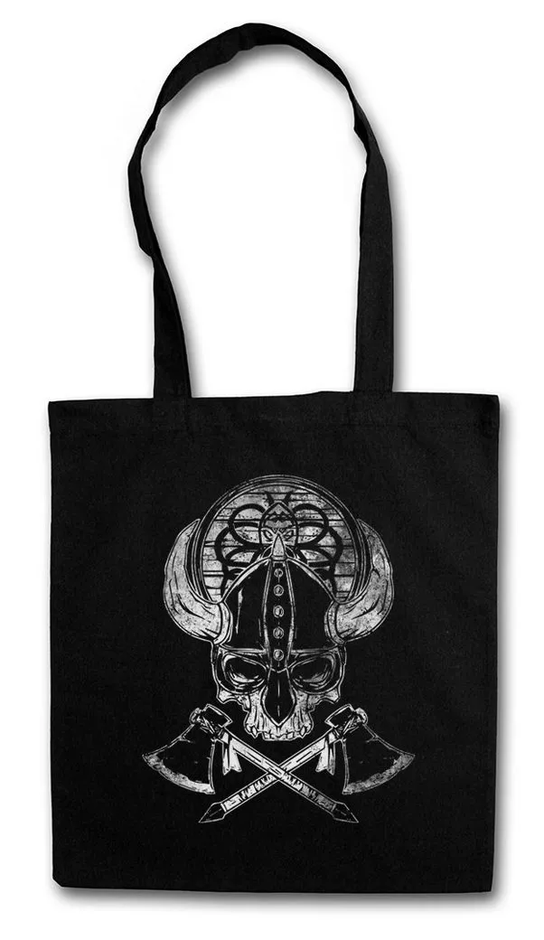 Urban Backwoods Beuteltasche Viking Skull II Stofftasche Runen Runes Walhalla Odin Thor Norse (1-tlg), Vikings Norsemen Hugin Tyr