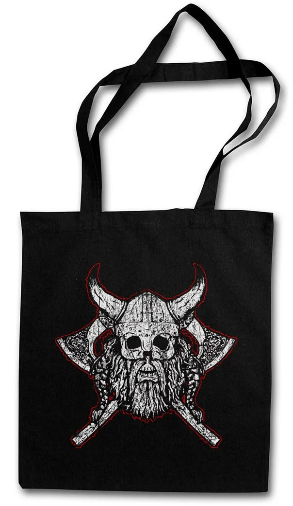 Urban Backwoods Beuteltasche Viking Skull VII Stofftasche Runen Runes Thor Norse Vikings Norsemen (1-tlg), Hugin Munin Odhin Wikinger