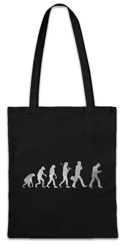 Urban Backwoods Beuteltasche Walking Evolution Stofftasche Fun Geek Nerd Handy Smartphone Human (1-tlg), Mobile Phone Menschliche Charles