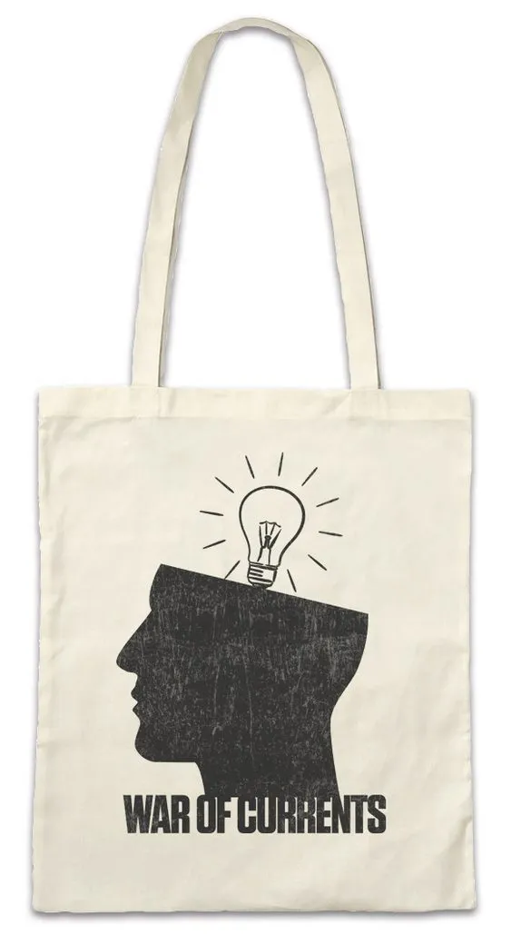 Urban Backwoods Beuteltasche War Of Currents Stofftasche Stromkrieg Thomas Alva George Westinghouse (1-tlg), Edison AC/DC Wechselspannung About
