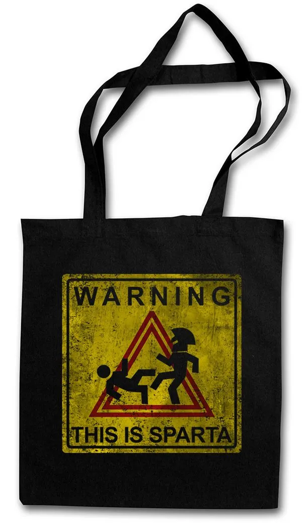 Urban Backwoods Beuteltasche Warning This Is Sparta Sign Stofftasche Das ist Spartaner Spartiaten (1-tlg), Leoniadas 300 Logo Zeichen