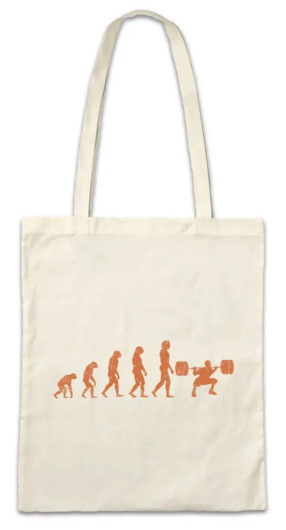 Urban Backwoods Beuteltasche Weightlifting Evolution Stofftasche Charles Kraftsport Darwin Body (1-tlg), Building Pump Fun Geek