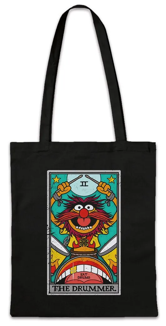 Urban Backwoods Beuteltasche Wicked Drummer Tarot Stofftasche Drums Percussion Schlagzeuger Karte (1-tlg), Card Rock Metal Animal