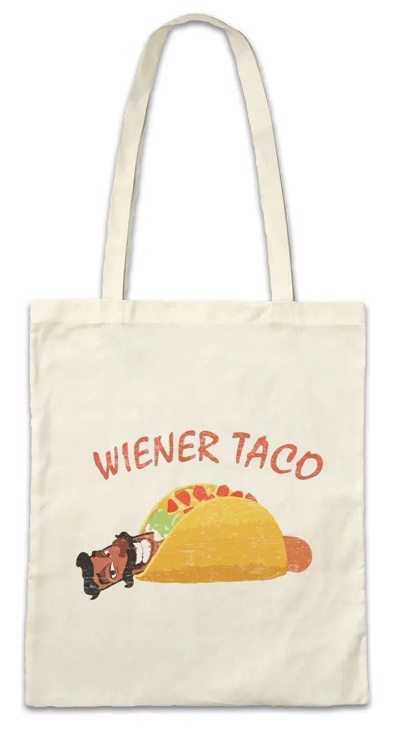 Urban Backwoods Beuteltasche Wiener Taco Stofftasche Insatiable Kult Symbol Sign Logo Würstchen (1-tlg), Firmenlogo Firma Restaurant Diner
