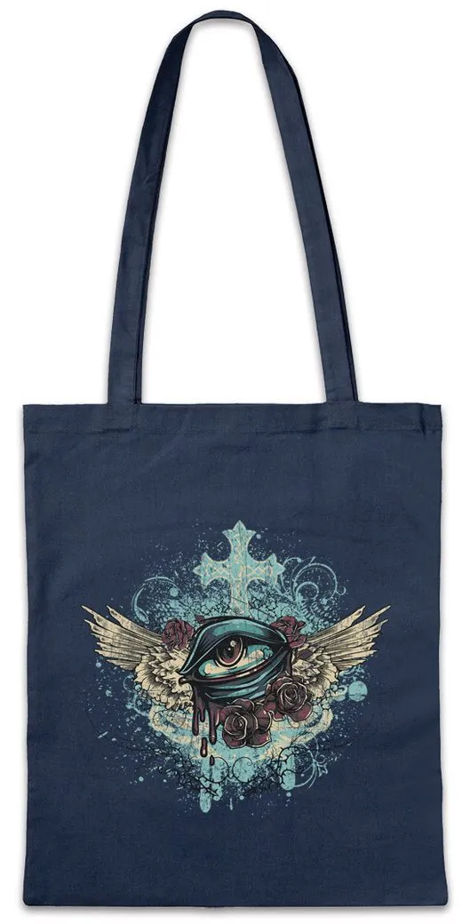 Urban Backwoods Beuteltasche Winged Eye Stofftasche Tattoo Auge Roses Rosen Newschool Rockabilly (1-tlg), Racing Headshot Art Artist