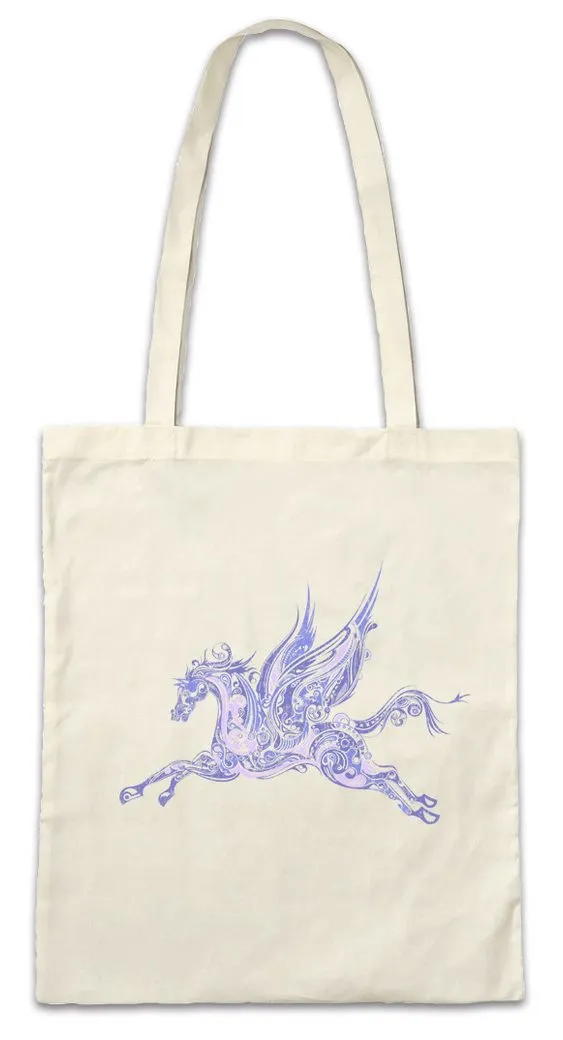 Urban Backwoods Beuteltasche Winged Horse Stofftasche Pegasus Geflügeltes Pferd Reiter Reitsport (1-tlg), Farbiges Farben Pferde Reitschule