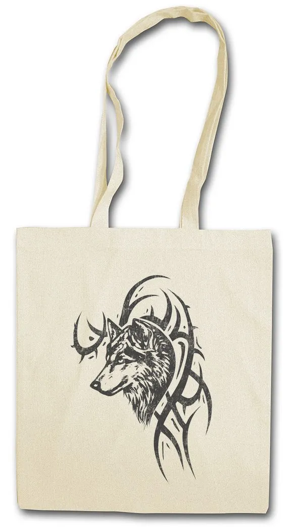 Urban Backwoods Beuteltasche Wolf & Tribal Stofftasche Runen Runes German God Walhalla Vikings (1-tlg), Wikinger Thor Norse Norsemen