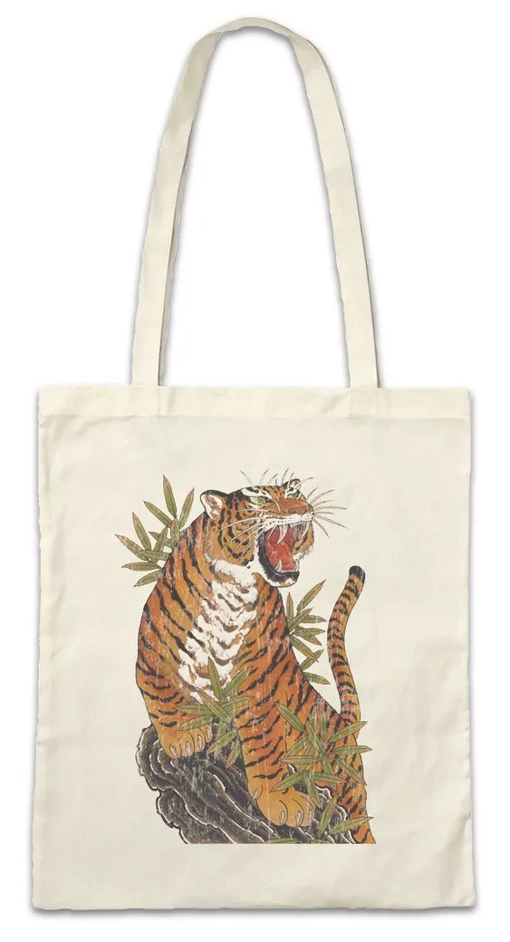 Urban Backwoods Beuteltasche Yak Tiger Stofftasche Samurai Warrior Way Banzai Japan Japanese (1-tlg), Japanisch Tattoo Art Artist